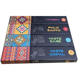 Incienso Tribal Soul - Surtido - Myrrh - Palo Santo - White Sage - White Copal - 4 Cajas x 15g -