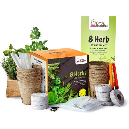 KIT JARDINERIA - CULTIVA 8 HIERBAS - GROW BUDDHA