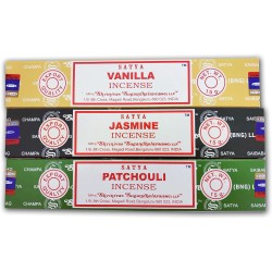 Aromatische Wierook Lot x 3 Satya Wierook Vanille + Jasmijn + Patchouli | Natuurlijke wierookaromatherapie | 3 Dozen van 15 gram