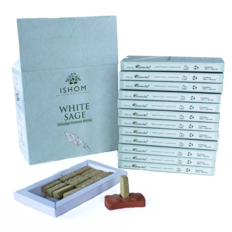 Briques d’encens naturels et brûleurs - Sauge blanche - Ishom - 1 paquet