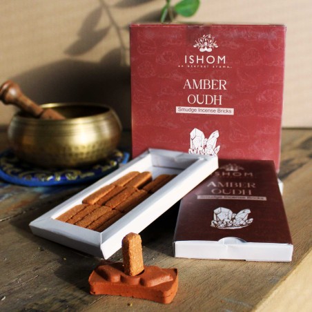 Ladrillos de Incienso Natural y Quemadores - Madera Ámbar - Ishom - 1 cajetilla