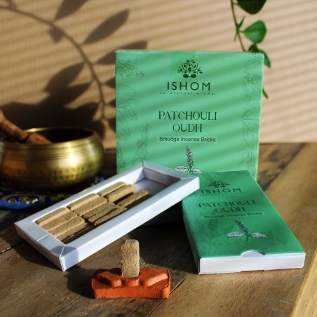Ladrillos de Incienso Natural y Quemadores - Madera de Pachulí - Ishom - 1 cajetilla