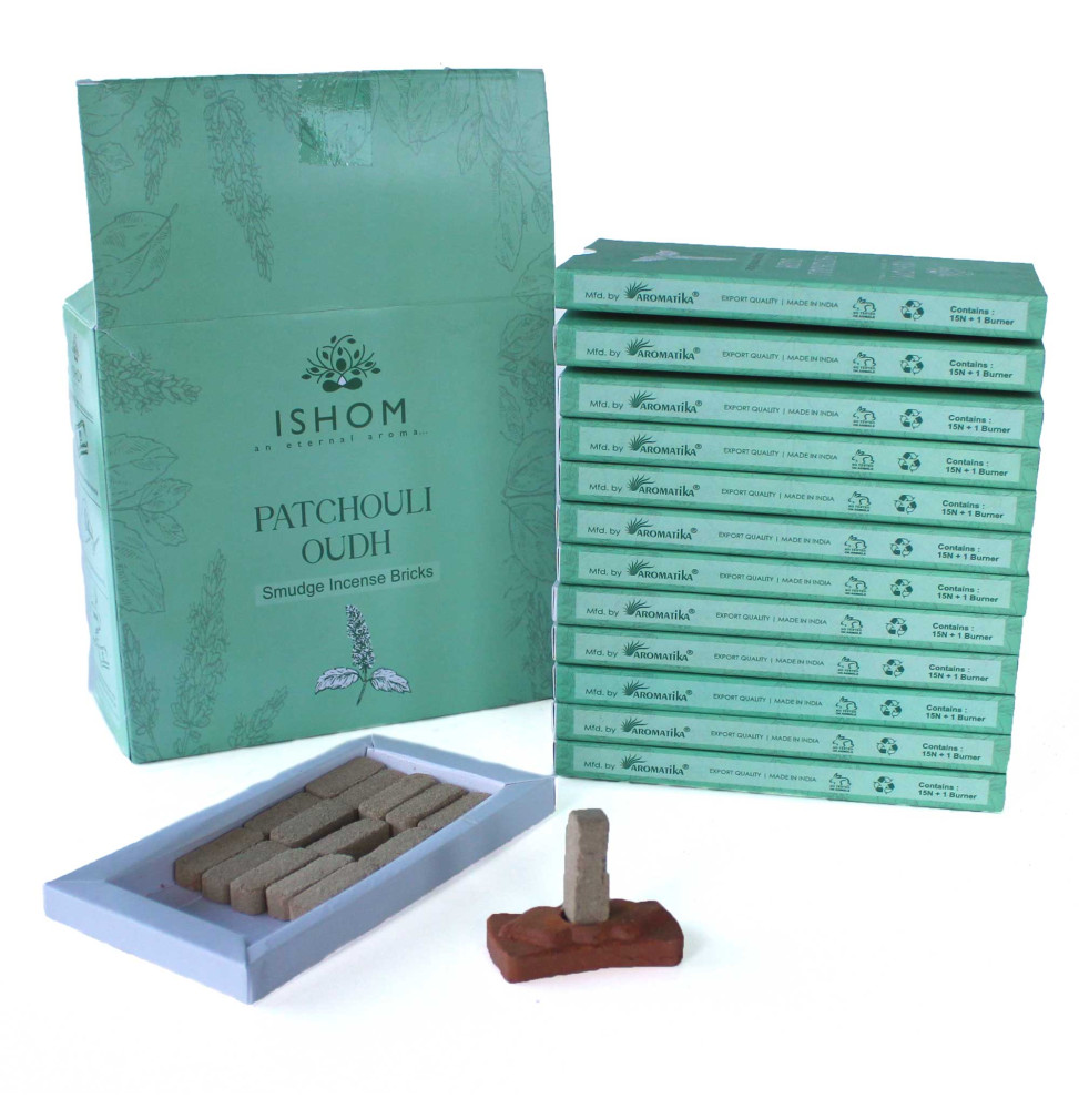 Ladrillos de Incienso Natural y Quemadores - Madera de Pachulí - Ishom - 1 cajetilla-ISHOM INCENSE BRICKS-HOSTENATURA