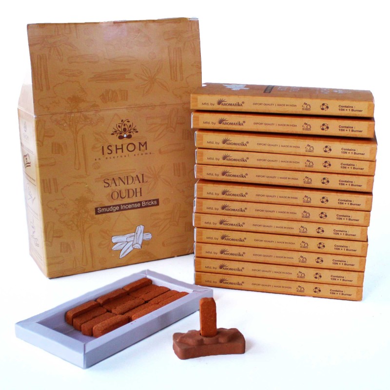 Natural Incense Bricks & Burners - Sandalwood - Ishom - 1 pack-ISHOM INCENSE BRICKS-HOSTENATURA