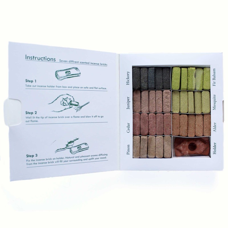 Display Set of 70 Natural Incense Bricks and Burner - 7 Himalayan Incense - ISHOM-ISHOM INCENSE BRICKS-HOSTENATURA