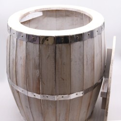 Table tonneau de bière - blanchie à la chaux - Bois d’Albasia - 60x48.5cm