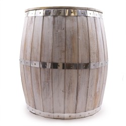 Beer Barrel Table - Whitewashed - Albasia Wood - 60x48.5cm