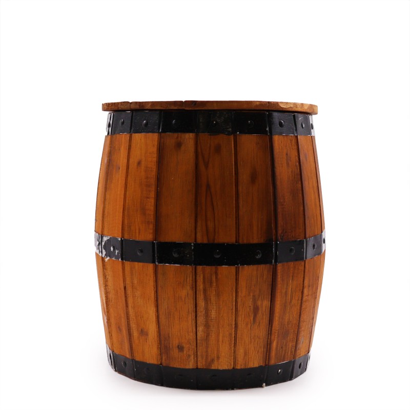 Beer Barrel Stool - Natural - Albasia Wood - 38x32cm-BARREL TABLES AND STOOLS-HOSTENATURA