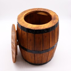 Banqueta para Barril de Cerveja - Natural - Madeira Albasia - 38x32cm