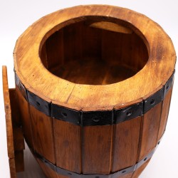 Beer Barrel Stool - Natural - Albasia Wood - 38x32cm