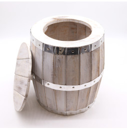 Taburete Barril de Cerveza - Encalada - Madera de Albasia - 38x32cm