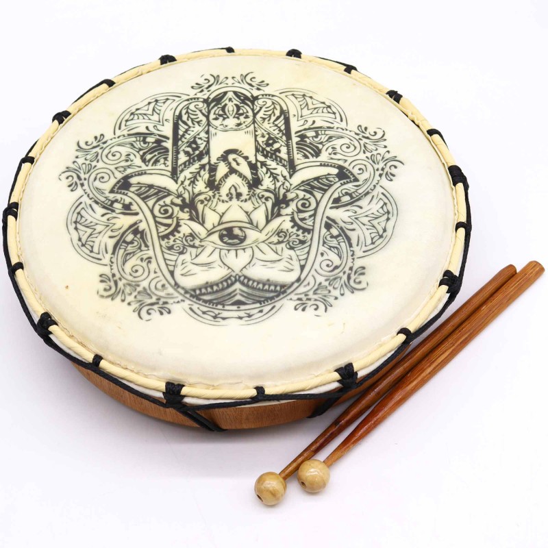 Bęben Szamański Hamsa z dwiema pałeczkami - 30cm-BĘBNY DJEMBE-HOSTENATURA