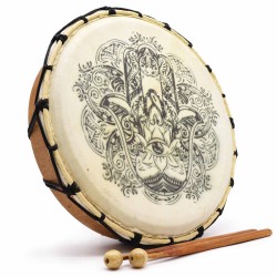 Shamanic Hamsa Drum with two drumsticks - 30cm