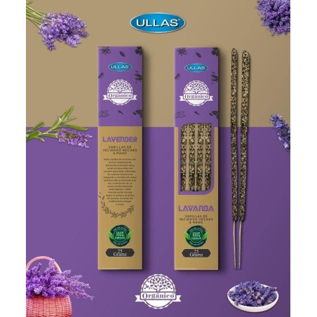 Lavendelrökelse - Handgjord - 25g - Tillverkad i Indien - 100% Naturlig - ULLAS Organisk Rökelse