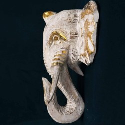 Large Elephant Head - Gold and White - Made in Indonesia