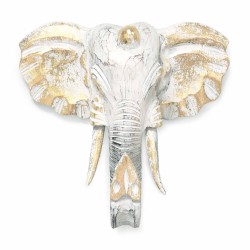 Cabeza de elefante grande - ouro e branco - feita en Indonesia