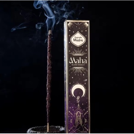 INCIENSO MAHA BLEND MASALA - SAGRADA MADRE (8 VARILLAS GRUESAS DE DURACIÓN EXTRA) | SAHUMERIO NATURAL Y ARTESANO