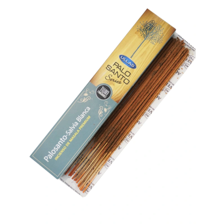 Incienso Palo Santo y Salvia Blanca Ullas Palo Santo Series Premium Masala Incense India - 1 cajetilla de 15gr.