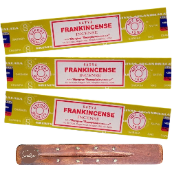 3x SATYA Frankincense - Intsentsu + 1 mango egur intsentsu-euskarri