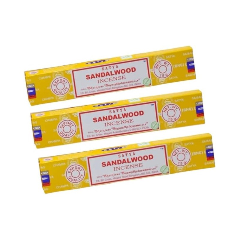 Lot 3x Encens Satya Sandalo - 3 paquets de 15gr.-ENCENS SATYA STICKS-HOSTENATURA