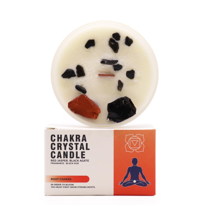 Chakra Crystal Candles - Root Chakra - Soy Wax - 10x6cm - 23h combustion-CHAKRA CRYSTAL CANDLES-HOSTENATURA