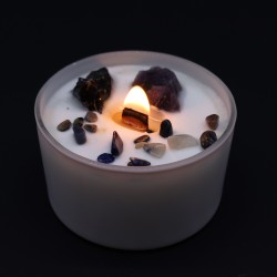 Candele di cristallo Chakra - Chakra del plesso solare - Cera di soia - 10x6 cm - Durata di combustione 23 ore