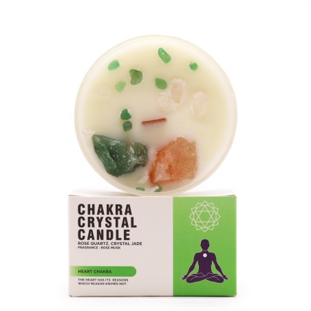 Velas de Cristal de Chakra - Chakra del Corazón - Cera de Soja - 10x6cm - 23h de combustión