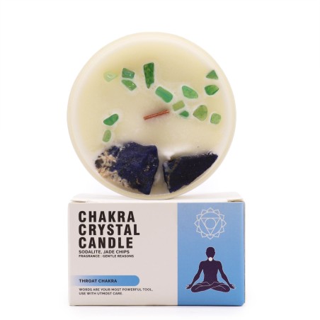 Velas de Cristal de Chakra - Chakra de la Garganta - Cera de Soja - 10x6cm - 23h de combustión
