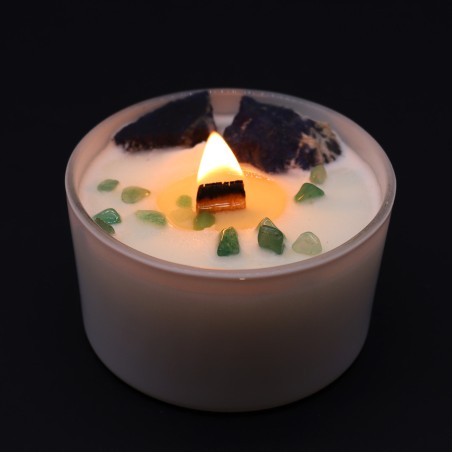 Velas de Cristal de Chakra - Chakra de la Garganta - Cera de Soja - 10x6cm - 23h de combustión