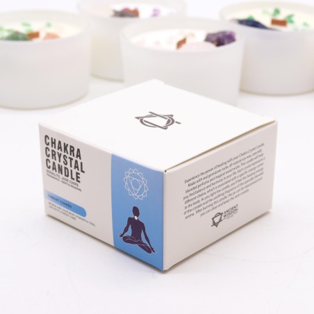Velas de Cristal de Chakra - Chakra de la Garganta - Cera de Soja - 10x6cm - 23h de combustión