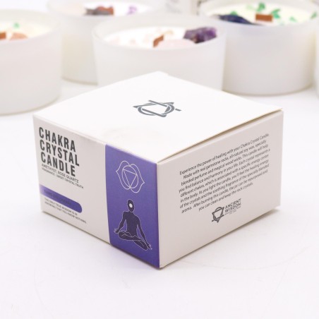 Velas de Cristal de Chakra - Chakra del Tercer Ojo - Cera de Soja - 10x6cm - 23h de combustión