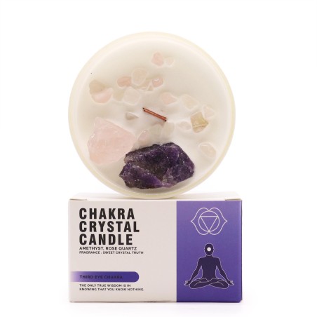 Velas de Cristal de Chakra - Chakra del Tercer Ojo - Cera de Soja - 10x6cm - 23h de combustión