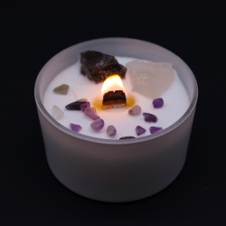 Candele di cristallo Chakra - Chakra della corona - Cera di soia - 10x6 cm - Durata di combustione 23 ore