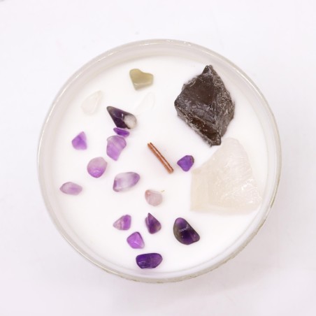 Velas de Cristal de Chakra - Chakra de la Corona - Cera de Soja - 10x6cm - 23h de combustión