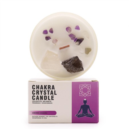 Velas de Cristal de Chakra - Chakra de la Corona - Cera de Soja - 10x6cm - 23h de combustión