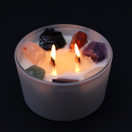 Velas de Cristal de Chakra - Siete Chakras - Cera de Soja - 10x6cm - 23h de combustión