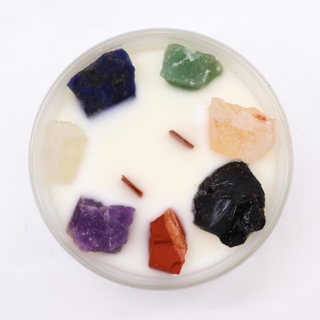 Velas de Cristal de Chakra - Siete Chakras - Cera de Soja - 10x6cm - 23h de combustión