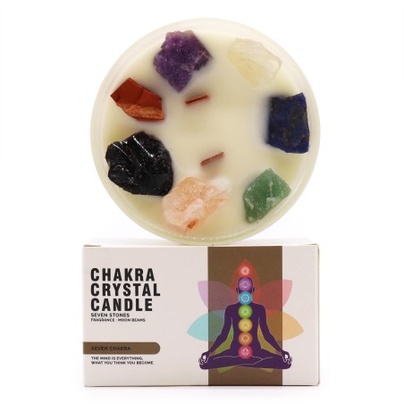 Velas de Cristal de Chakra - Siete Chakras - Cera de Soja - 10x6cm - 23h de combustión