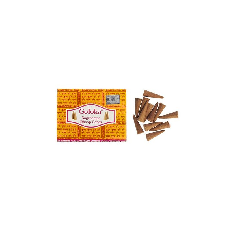 Coni di incenso Nagchampa GOLOKA Dhoop Cones - 1 scatola da 10 coni-INCENSI GOLOKA-HOSTENATURA