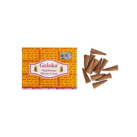Conos de Incienso Nagchampa GOLOKA Dhoop Cones - 1 cajetilla de 10 conos