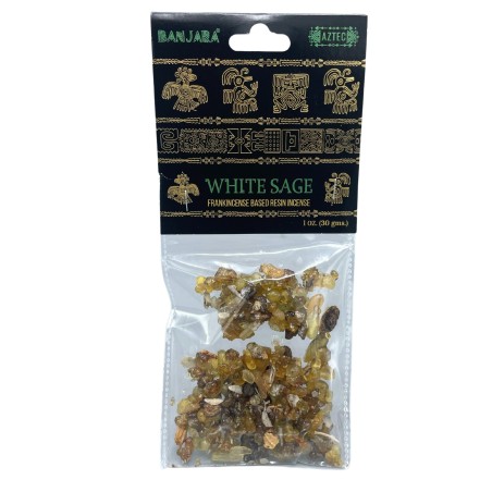 Resina de Arbol Banjara White Sage - Salvia Blanca - Resina de Incienso - Hecho en India - 30grs.
