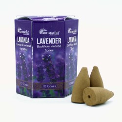 BLACKFLOW LAVENDEL RÄUCHERKEGEL - LAVANDER - REVERSE FLOW - MASALA AROMATIKA - HERGESTELLT IN INDIEN - Schachtel mit 10 Kegeln