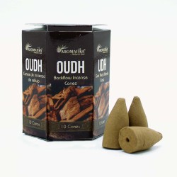 BLACKFLOW OUDH INCENSE CONES - REVERSE FLOW - MASALA AROMATIKA - MADE IN INDIA - Box of 10 cones