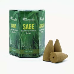 BLACKFLOW SAGE INCENSE CONES - SAGE - REVERSE FLOW - MASALA AROMATIKA - MADE IN INDIA - Box of 10 cones