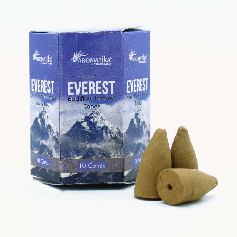 BLACKFLOW EVEREST INCENSE CONES - REVERSE FLOW - MASALA AROMATIKA - MADE IN INDIA - Box of 10 cones-BLACKFLOW AROMATIKA MASALA INCENSE CONES-HOSTENATURA