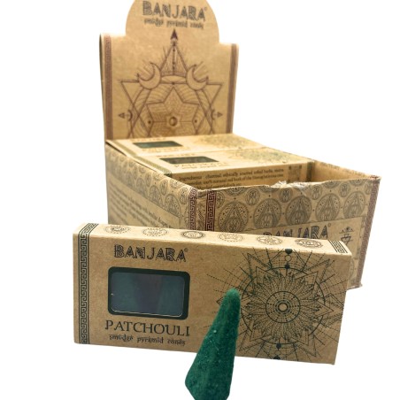 Conos Incienso de Piramide Banjara Smudge - Pachuli - Hecho a Mano - Orgánico - Hecho en India