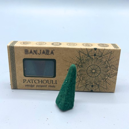 Conos Incienso de Piramide Banjara Smudge - Pachuli - Hecho a Mano - Orgánico - Hecho en India