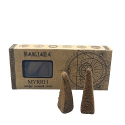 Cones de incenso Piramide Banjara Smudge - Mirra - Feito à mão - Orgânico - Fabricado na Índia