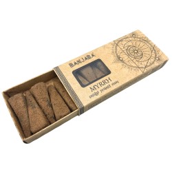 Banjara Smudge Pyramid Incense Cones - Myrrh - Handmade - Organic - Made in India