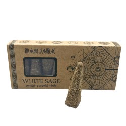 Banjara Smudge Pyramid Incense Cones - White Sage - White Sage - Handmade - Organic - Made in India